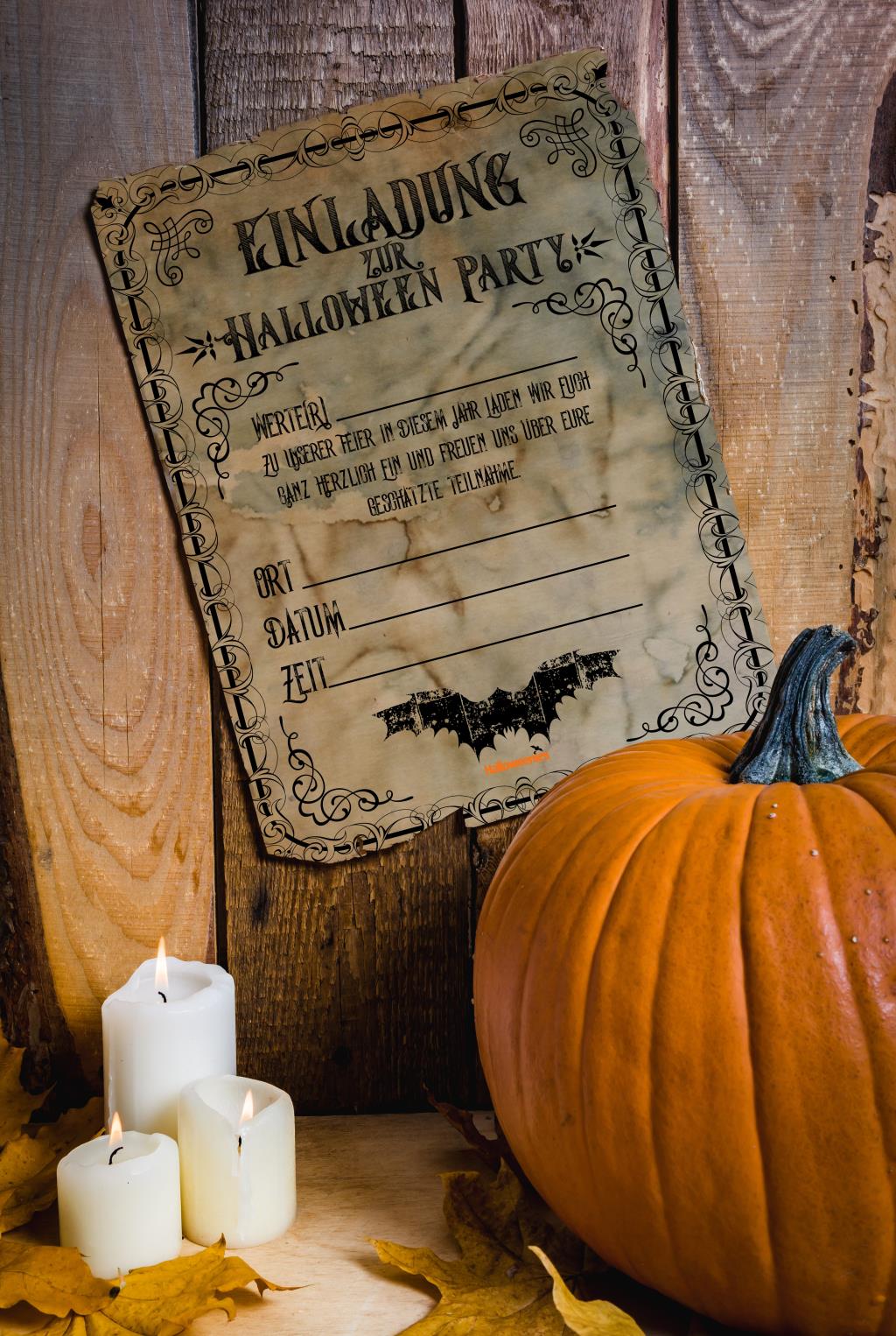 K/ürbis Spinnennetz und Flederm/äuse 16 Halloween Einladungen Tolle Einladungskarten f/ür die Halloween-Party f/ür Kinder und Erwachsene